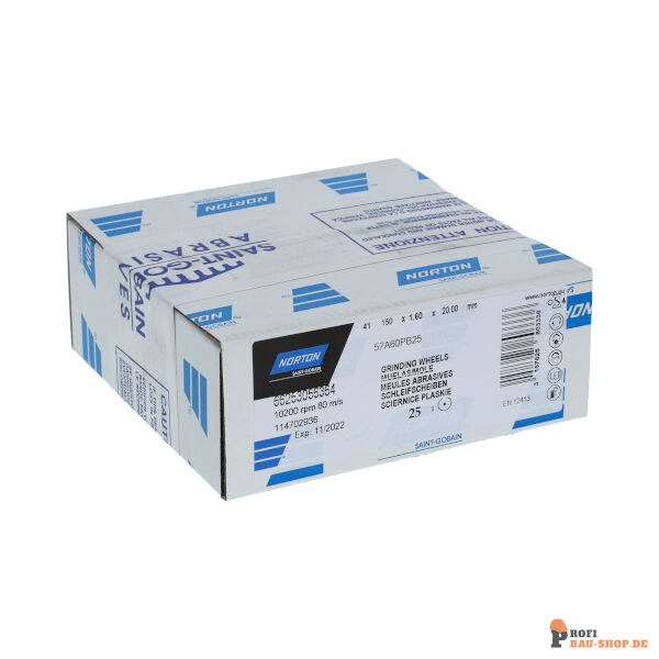 nortonschleifmittel/NORTON_schleifmittel_66253056364 Flat cutting off wheel Non-Reinforced Cut-Off-Norton NRCO-150x1.6x20-57A60PB25_169228